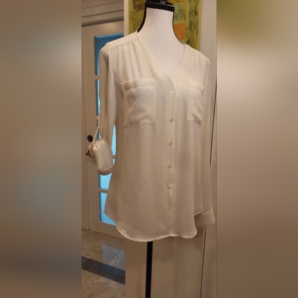 Express Tops - Express Cream Button Down Shirt